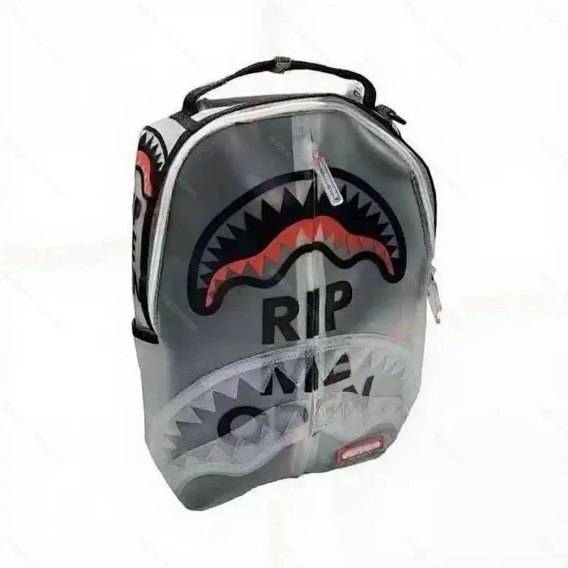 Unbranded Backpacks Shark-mouth graphic checkerboard backpack — 30-Transparent color