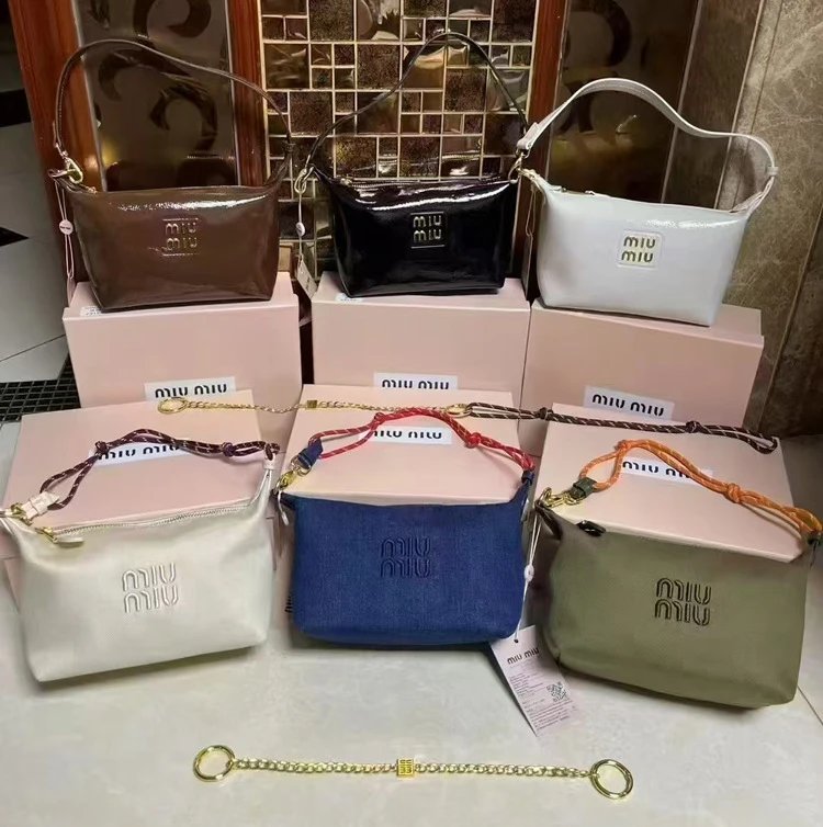Miu Shoulder Bags Small zip-top bag with rope handle and chain strap product image