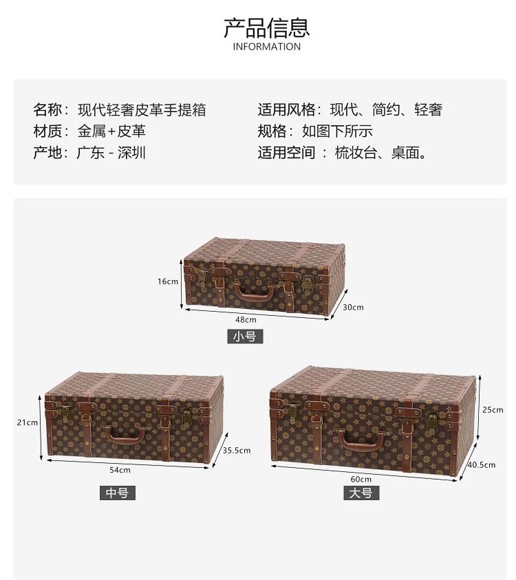 Unbranded Vintage monogram-pattern storage trunk with handle and metal latches image 6