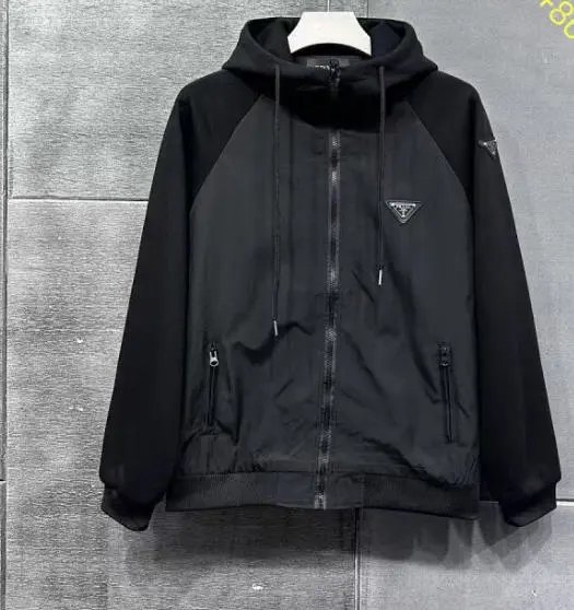 Prada Jackets Hooded Zip Jacket with Triangle Logo — Prada22