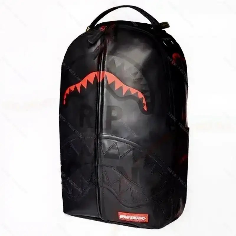 Unbranded Backpacks Shark-mouth graphic checkerboard backpack — 32-Black