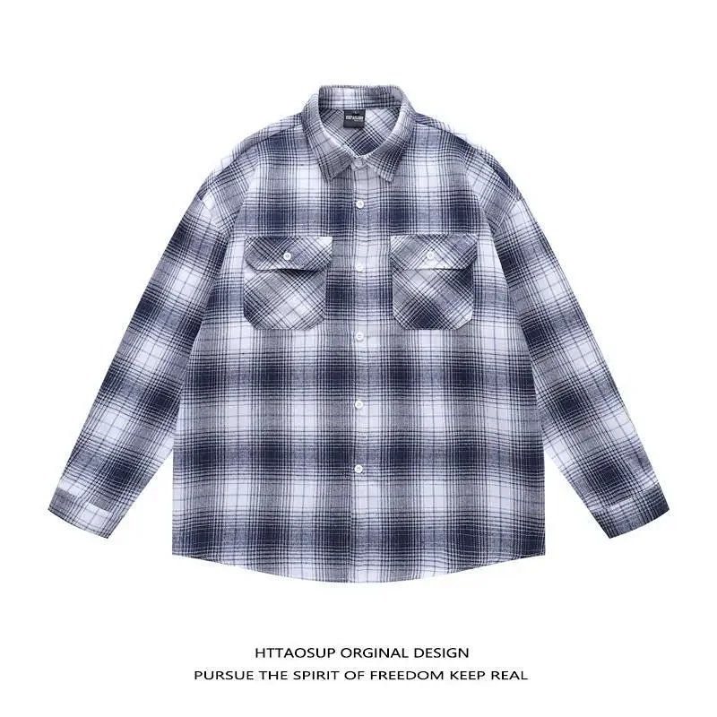 HTTAOSUP Shirts Plaid Long-Sleeve Button-Up Shirt image 10