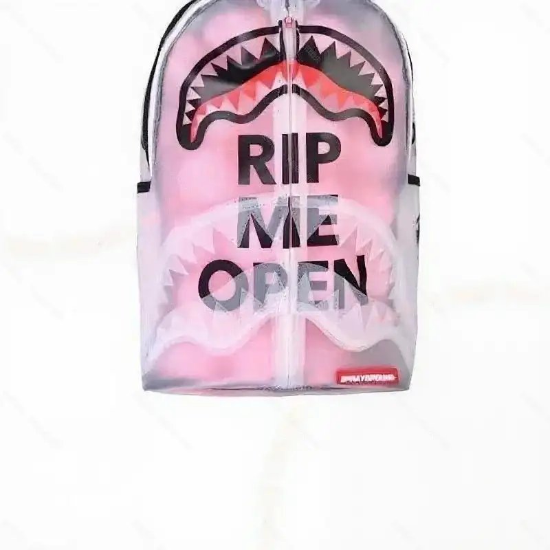 Unbranded Backpacks Shark-mouth graphic checkerboard backpack — 31-Pink