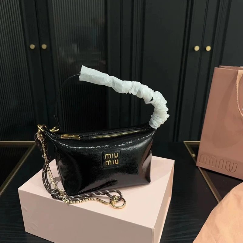 Miu Shoulder Bags Small zip-top bag with rope handle and chain strap image 5