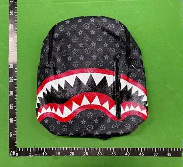 Unbranded Backpacks Shark-mouth graphic checkerboard backpack product detail image 4