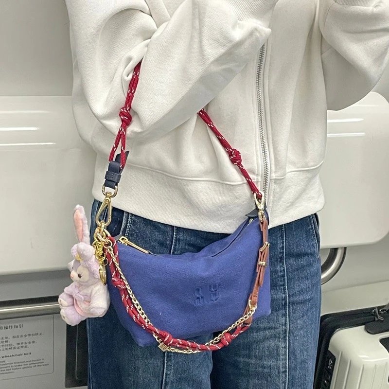 Miu Shoulder Bags Small zip-top bag with rope handle and chain strap image 10