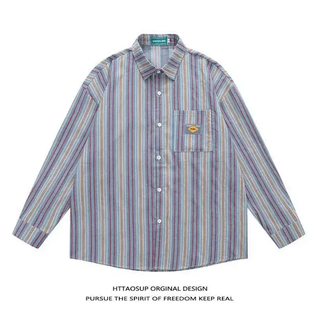 HTTAOSUP Shirts Plaid Long-Sleeve Button-Up Shirt product detail image 9