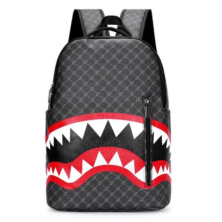 Unbranded Backpacks Shark-mouth graphic checkerboard backpack — 10-New Flower Big Mouth