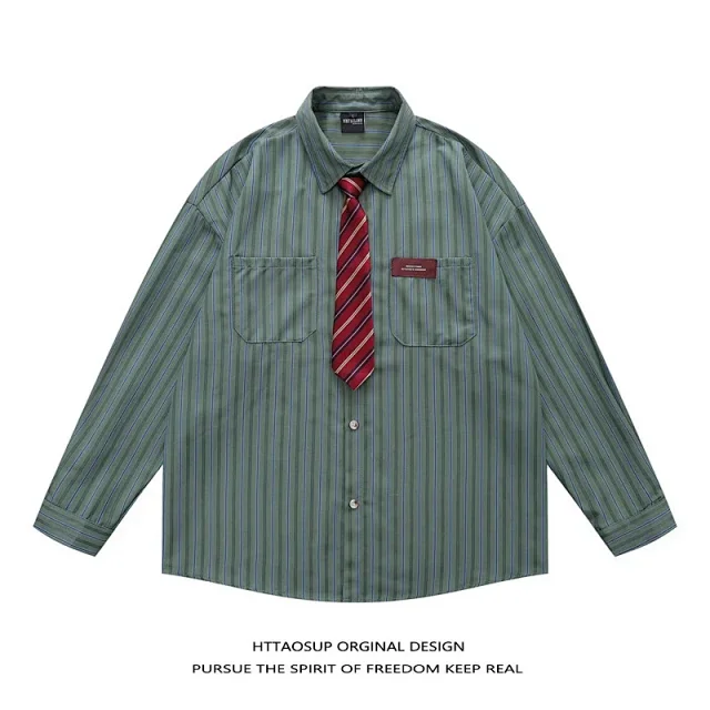 HTTAOSUP Shirts Plaid Long-Sleeve Button-Up Shirt product detail image 13