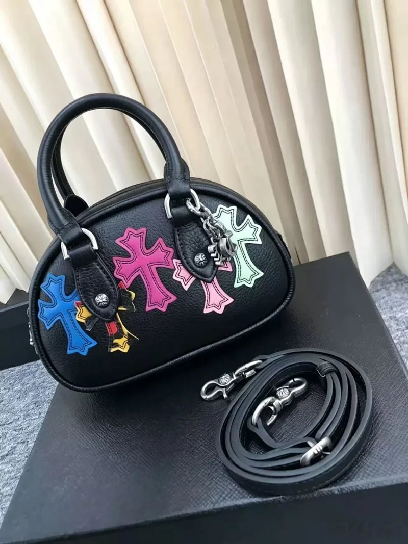Unbranded Crossbody Bags Bowling bag with multicolour cross appliqués image 2