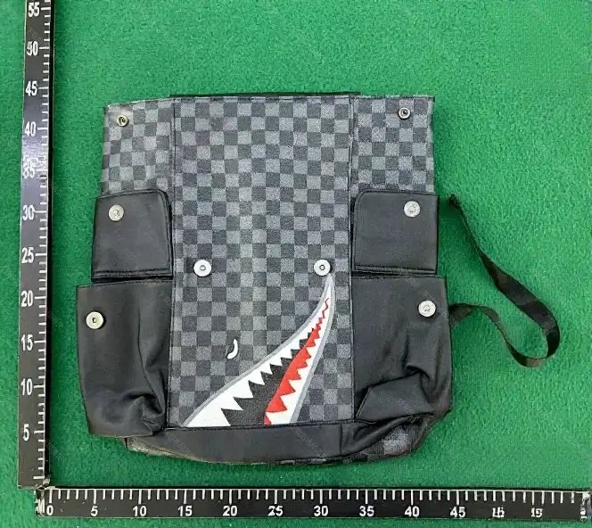 Unbranded Backpacks Shark-mouth graphic checkerboard backpack image 6