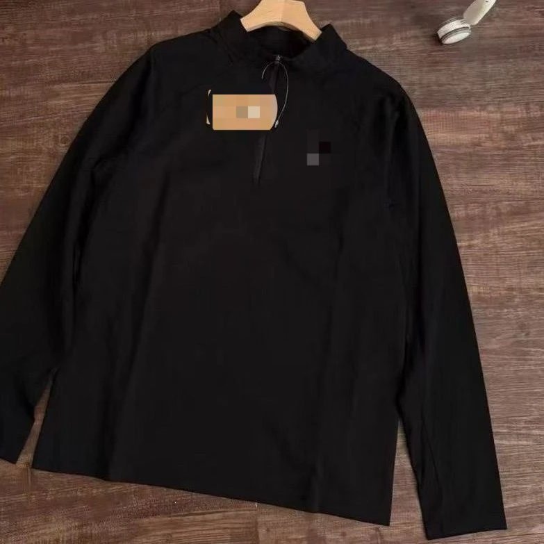 Unbranded T-Shirts Short-Sleeve Half-Zip Stand-Collar T-Shirt — long sleeve black