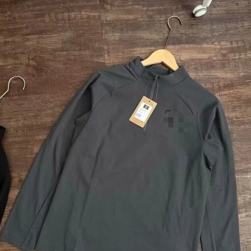 Unbranded T-Shirts Short-Sleeve Half-Zip Stand-Collar T-Shirt — Long-sleeved gray