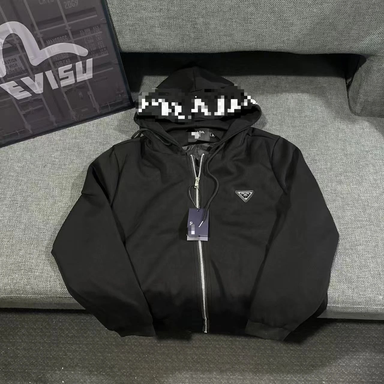 Prada Jackets Hooded Zip Jacket with Triangle Logo — Prada1