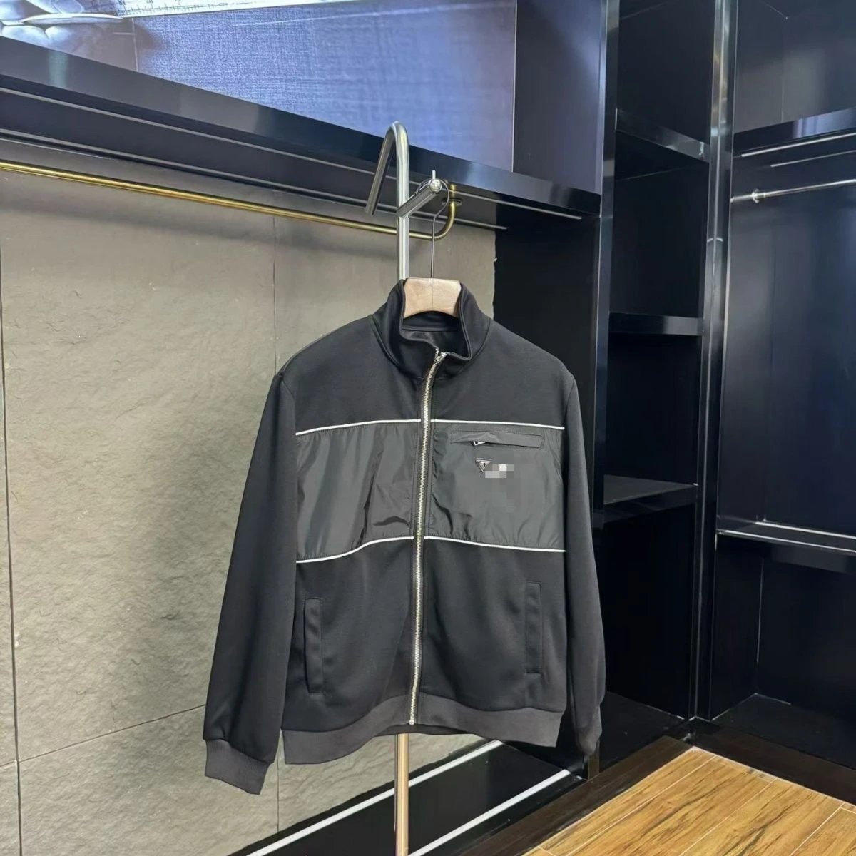 Prada Jackets Hooded Zip Jacket with Triangle Logo — Prada8