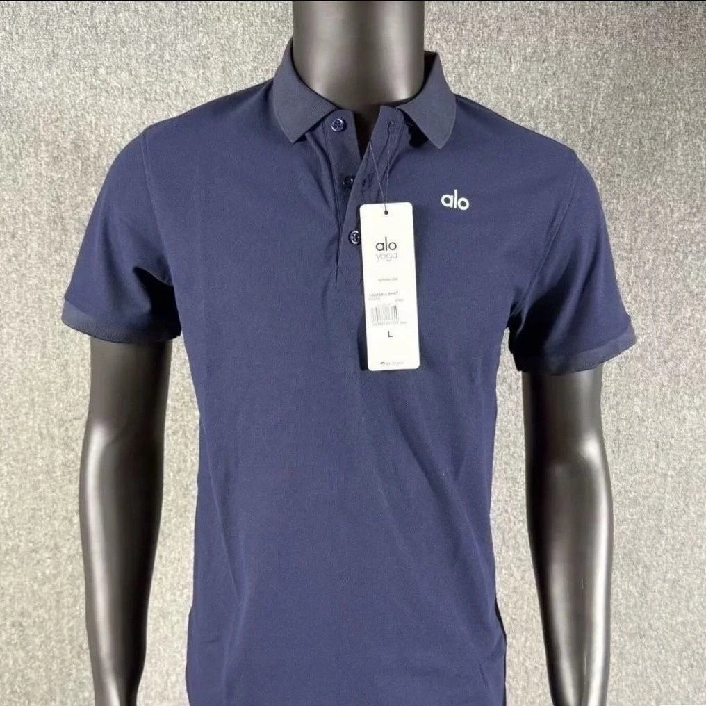 Alo Yoga Men's Navy Blue Short Sleeve Polo Shirt