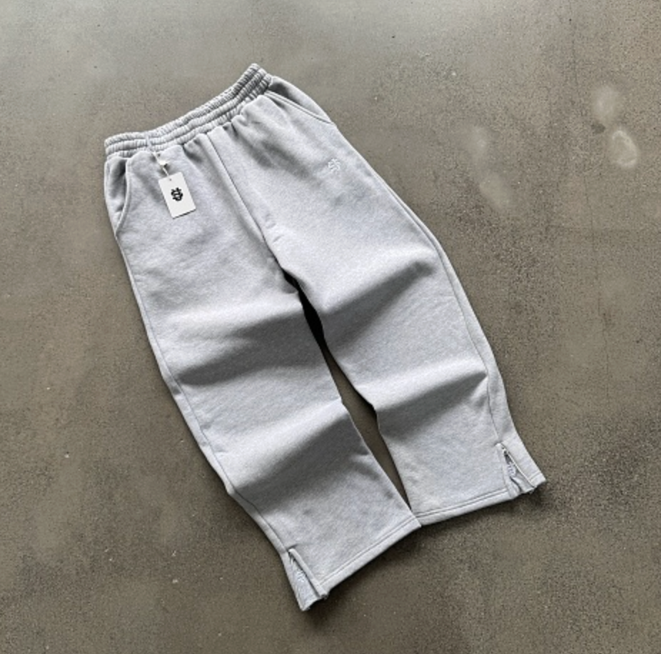 Black Fleece Joggers with Zippered Cuffs and Embroidered Logo