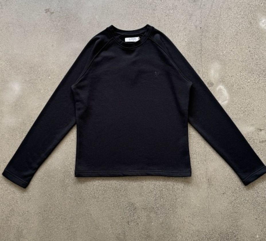 Black Long Sleeve Crewneck Top Minimalist