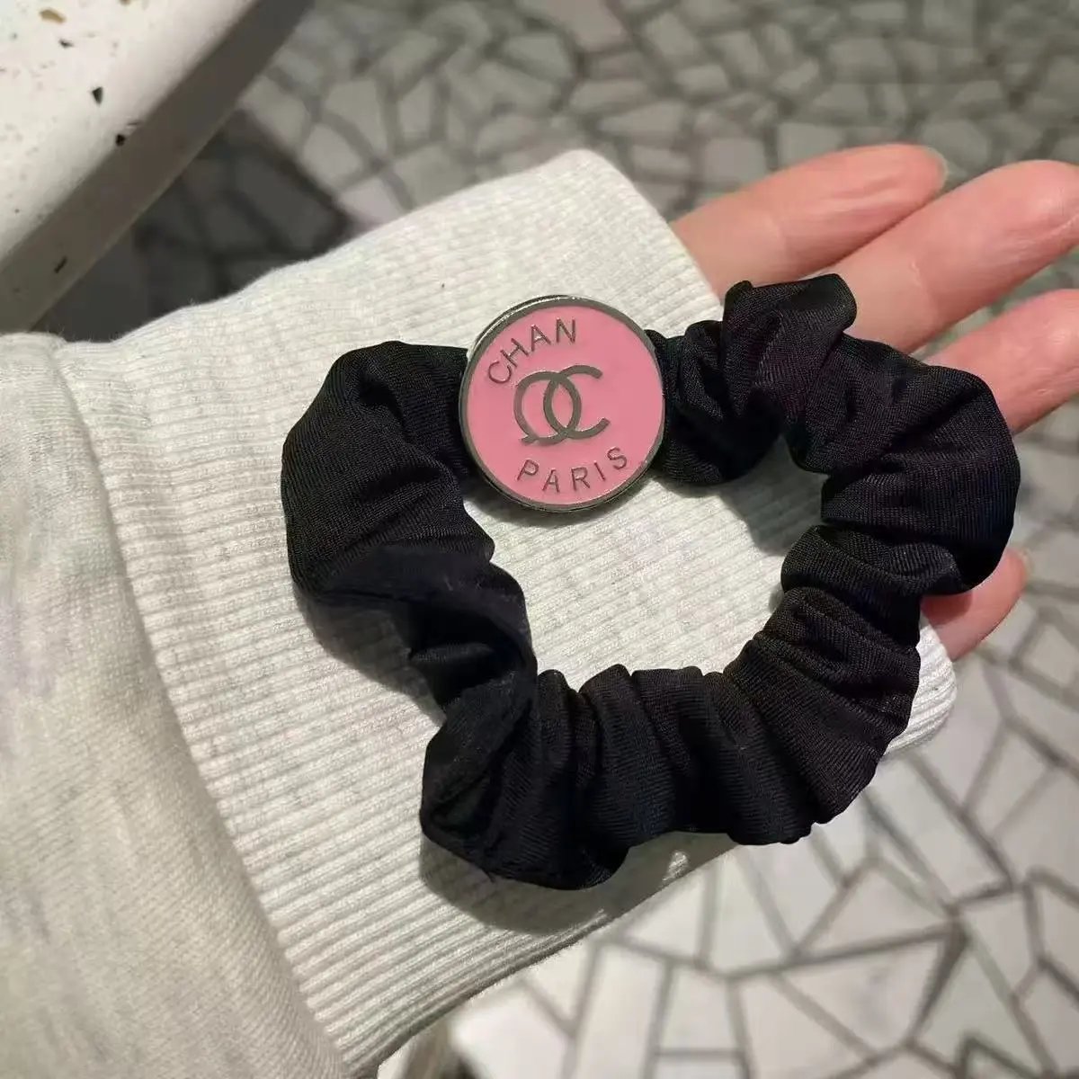 Prada Uncategorized Denim Triangle Plaque Headband — 39