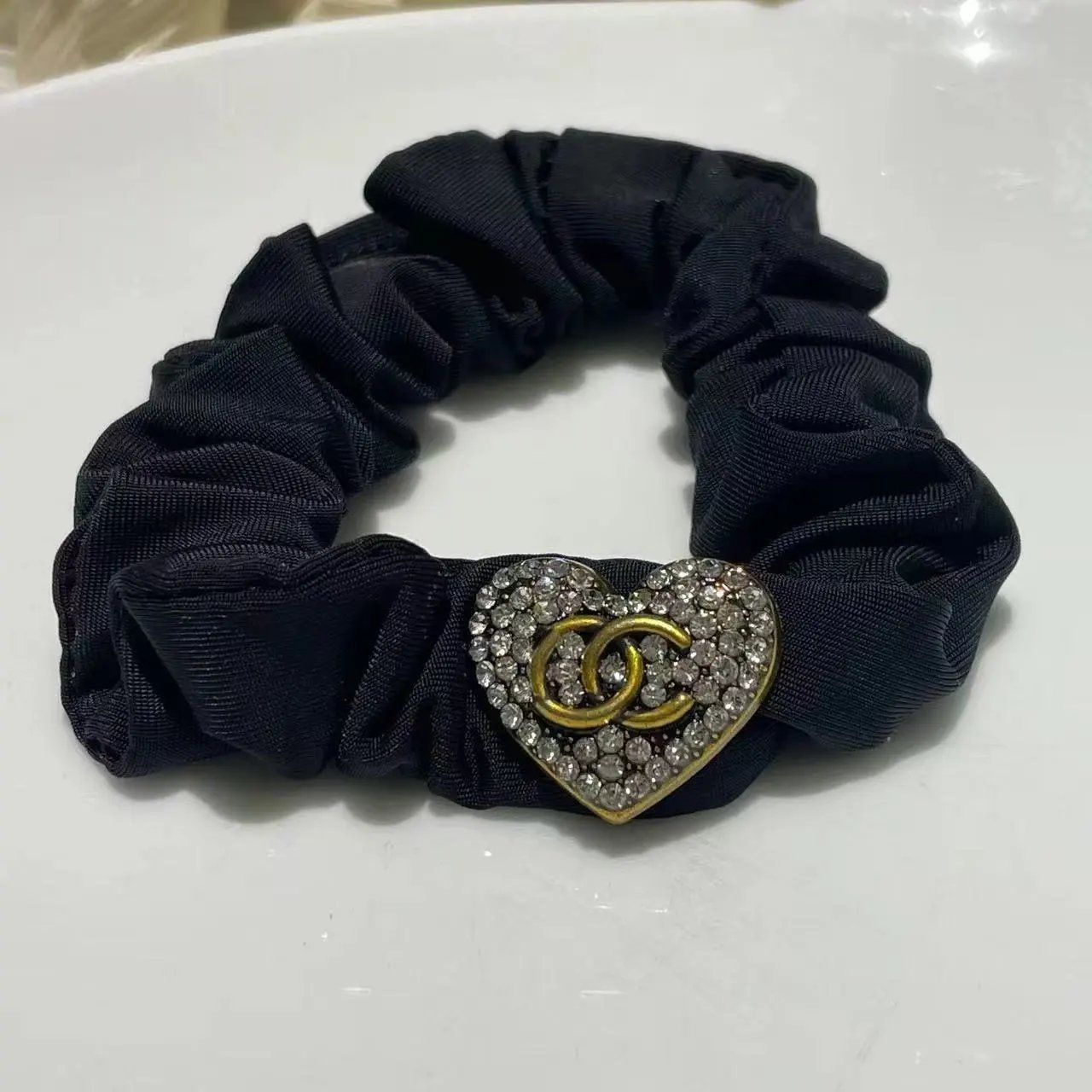 Prada Uncategorized Denim Triangle Plaque Headband — 30