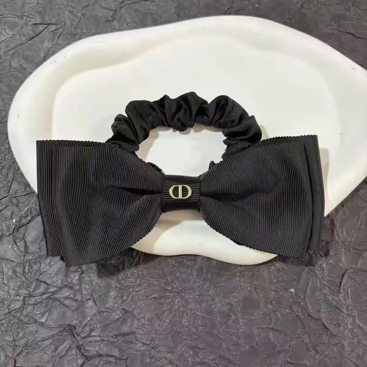 Prada Uncategorized Denim Triangle Plaque Headband — 9