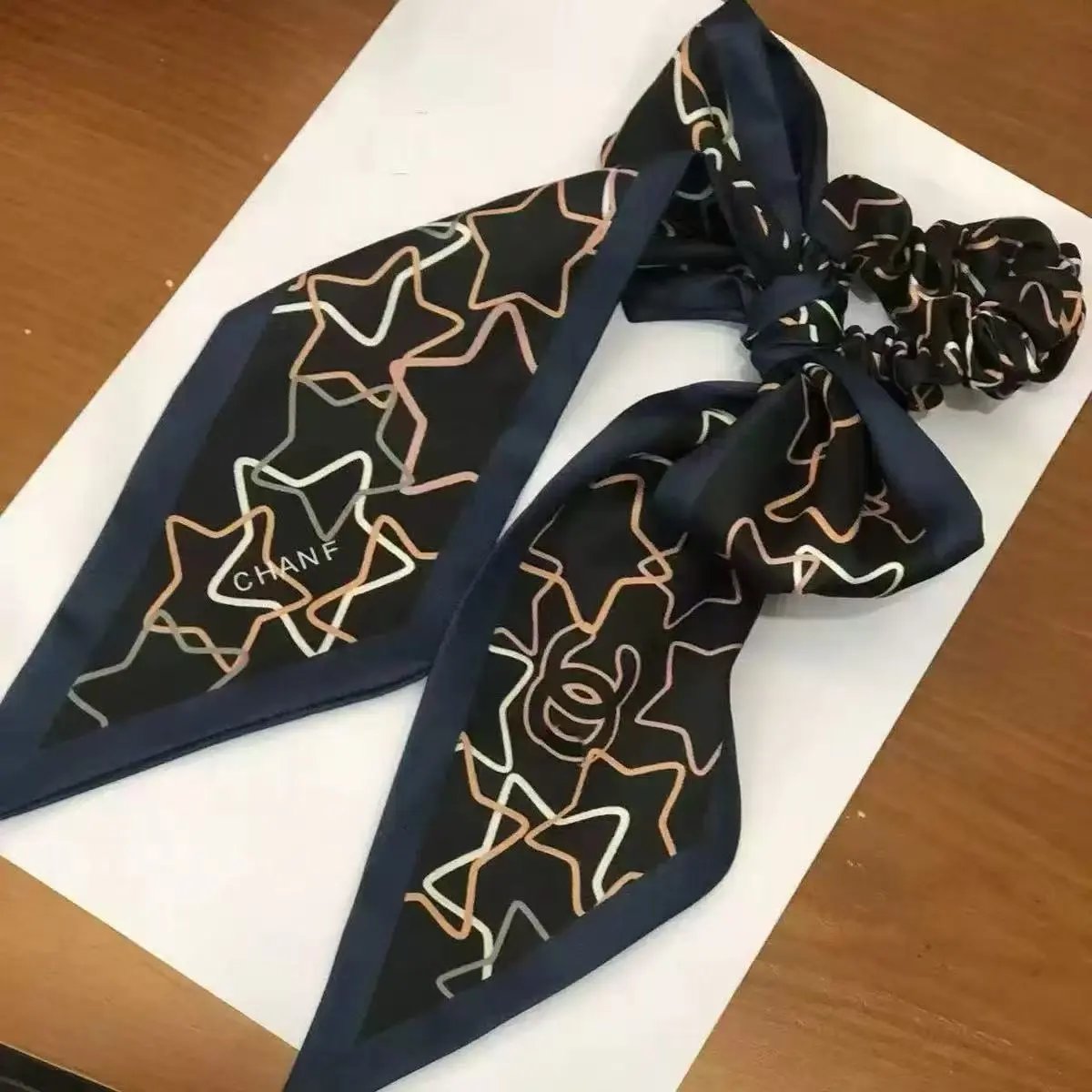 Prada Uncategorized Denim Triangle Plaque Headband — 11