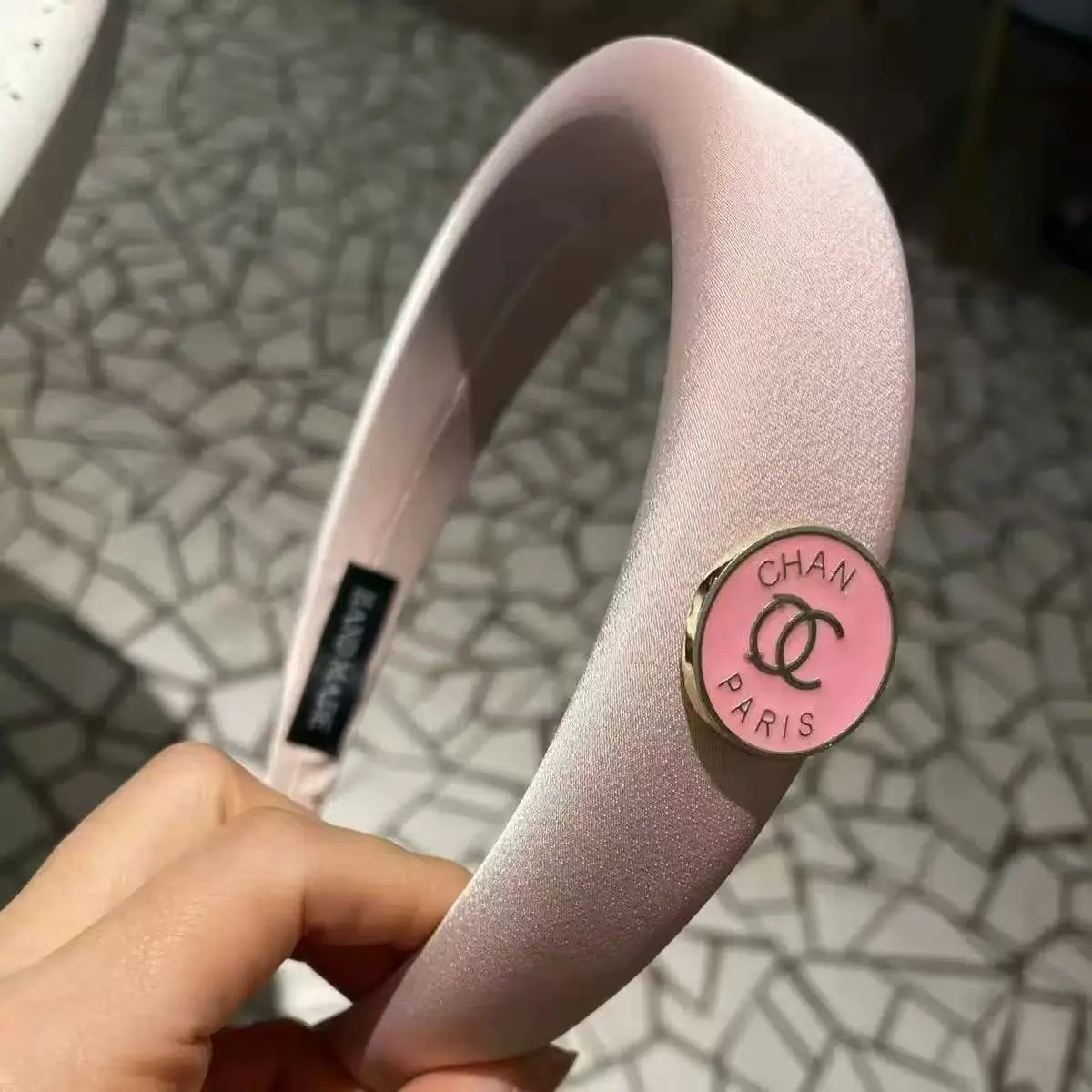 Prada Uncategorized Denim Triangle Plaque Headband — 26