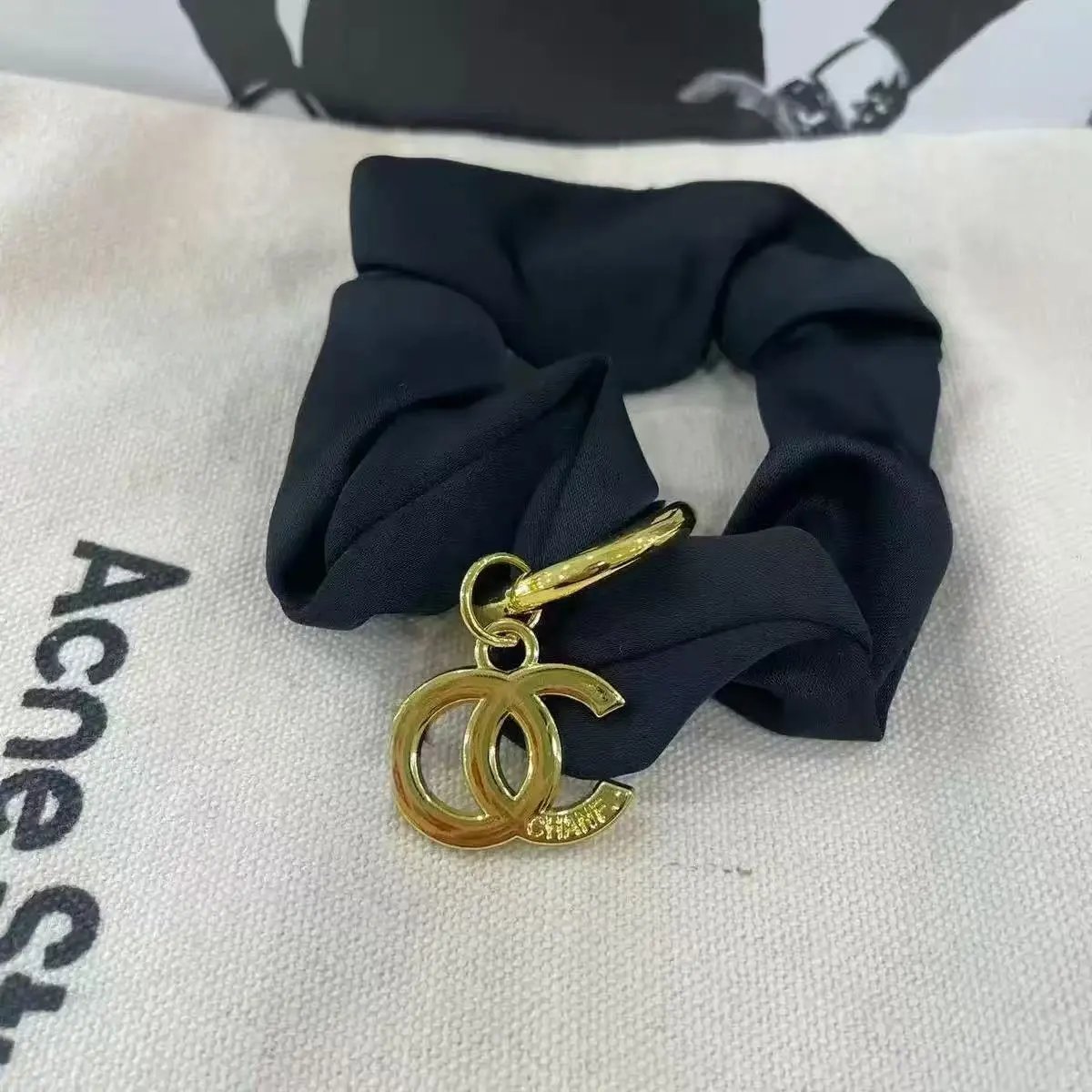 Prada Uncategorized Denim Triangle Plaque Headband — 23