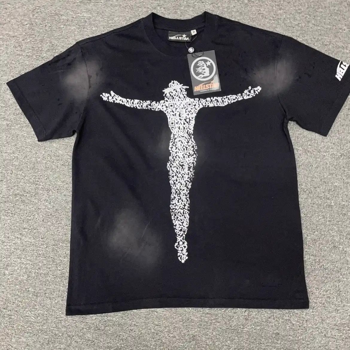 Hellstar QR Christ Graphic T-Shirt – Washed Black