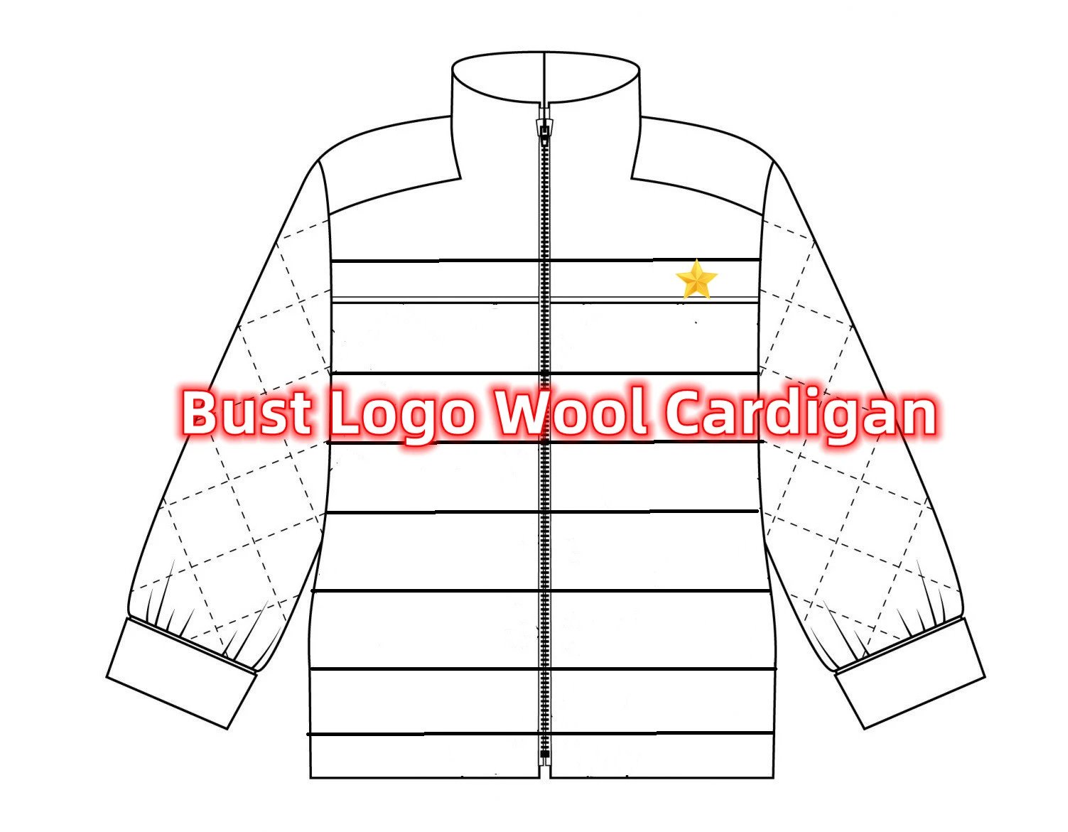 #PRO032 Logo Patch Wool Cardigan Logo Knitted Down