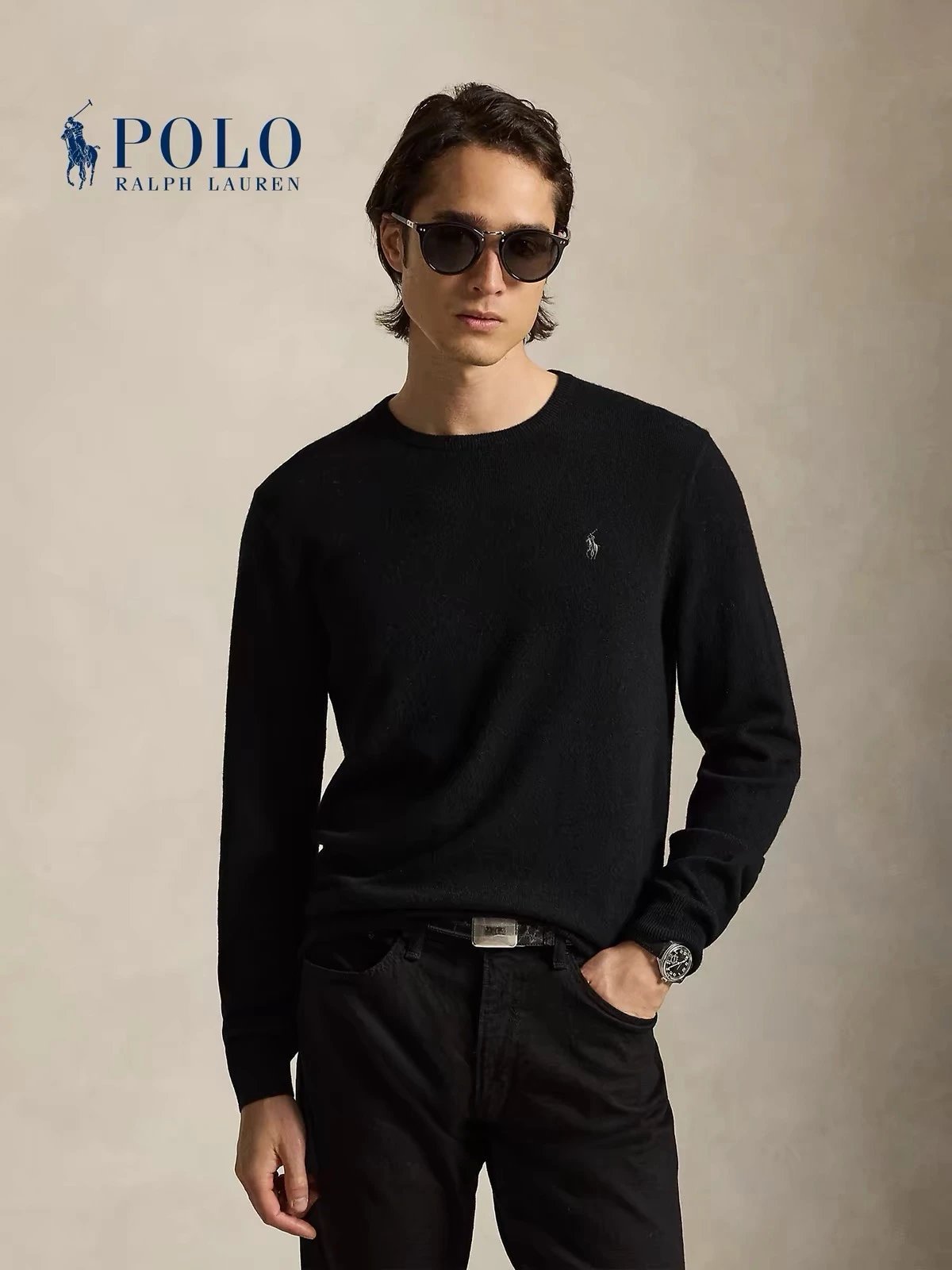100%wool sweater RL男士圆领三色毛衣 Y