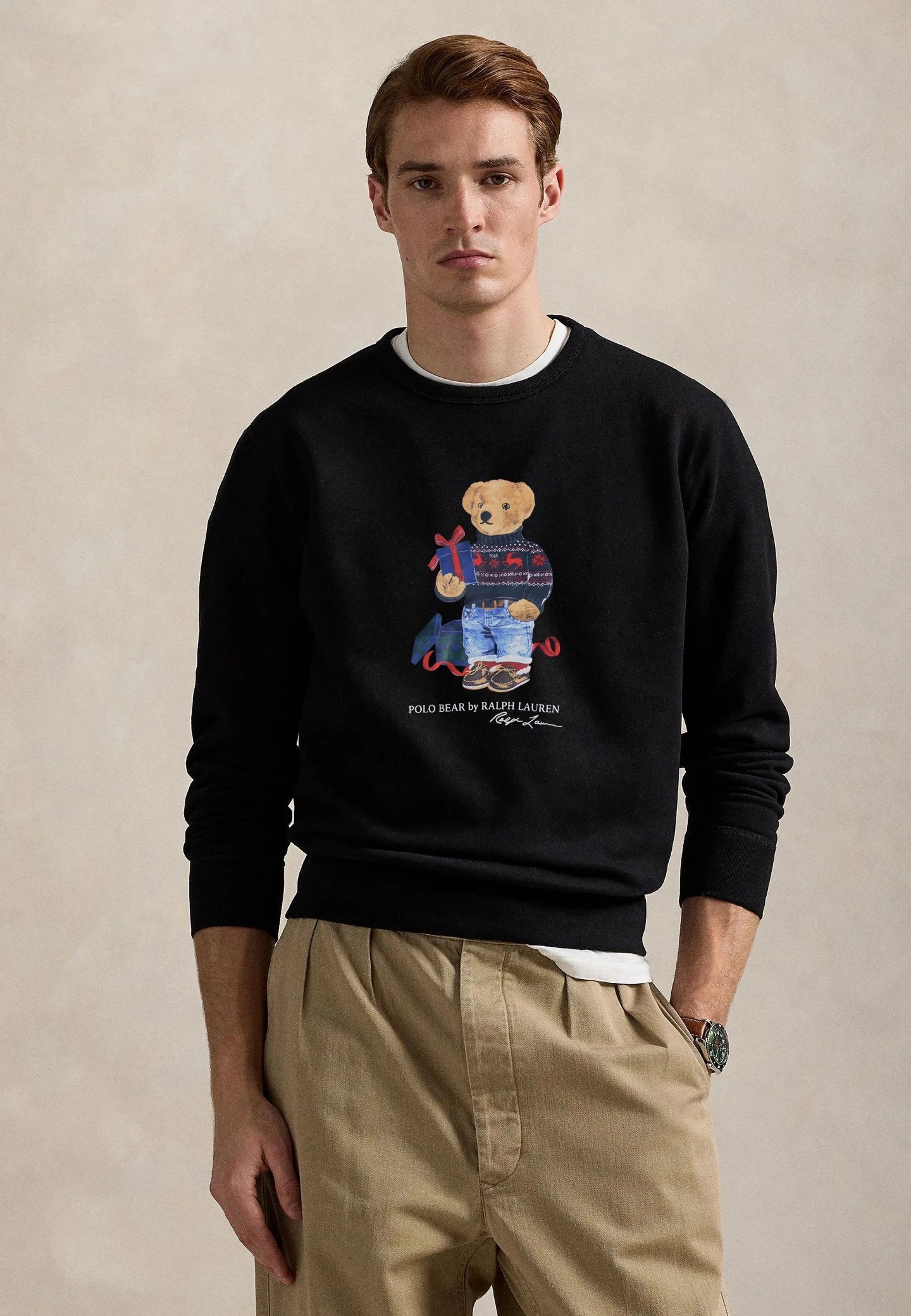 RL Bear-patterned terry cotton sweater RL 小熊毛圈棉卫衣 527172 E