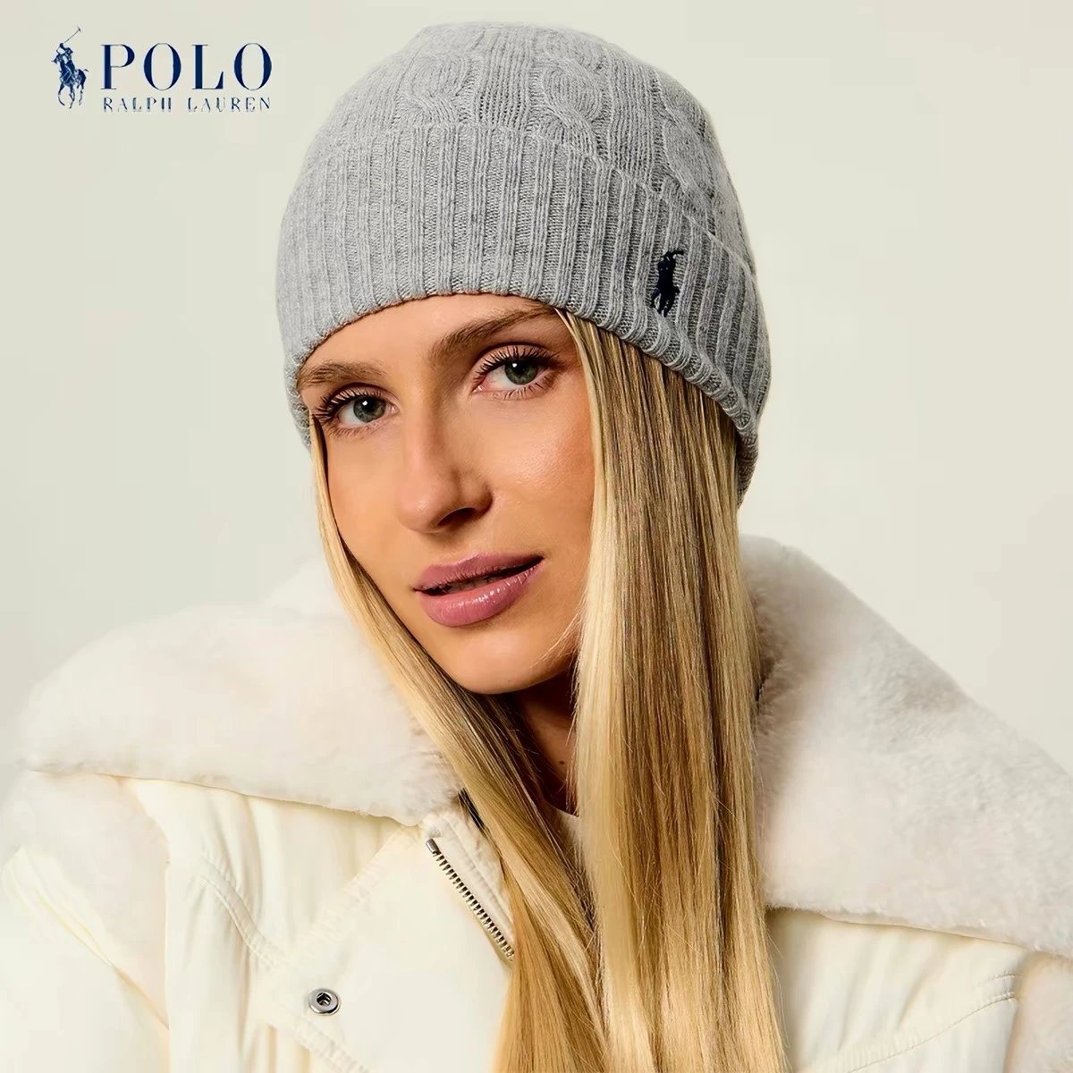 RL Men's and women's cable knit wool hats RL 男女款绞花针织帽 526276 E