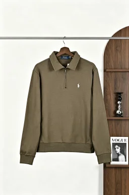 thumbnail for （16.6  promotional price for one month）unisex collared &nbsp; 1/4 zip sweatshirt  翻领半拉链卫衣 M
