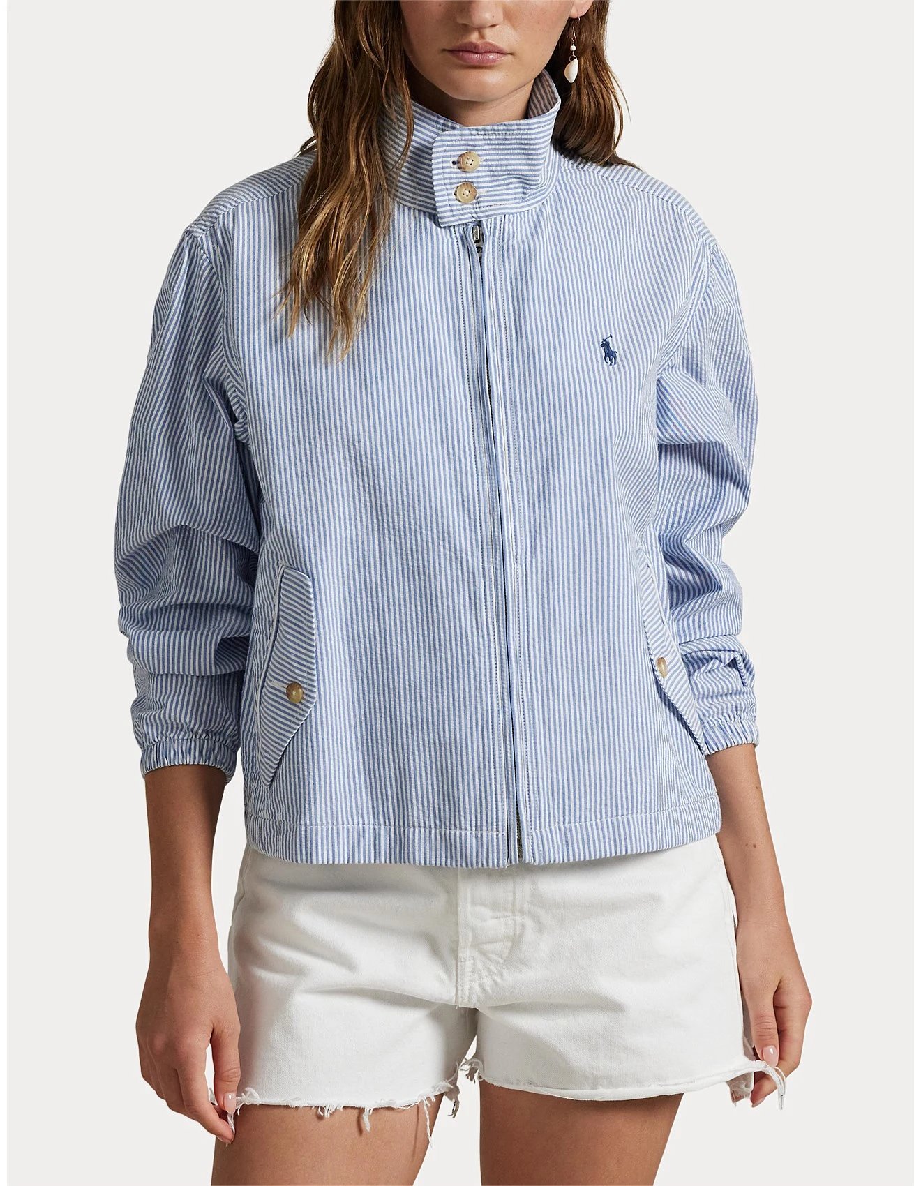 unisex stripe cotton seersucker jacket RL泡泡纱外套W93 X