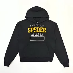 thumbnail for SP5der yellow letter embroidered black sweatshirt hoodie