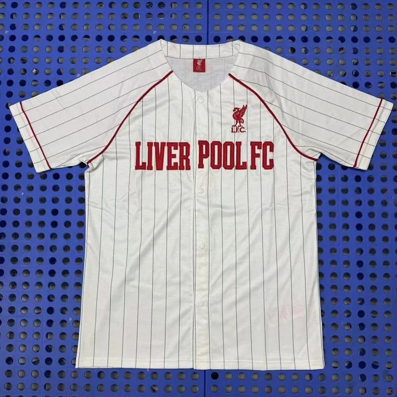 2025-2026 Liverpool Football Club White Baseball Jersey - Style 11