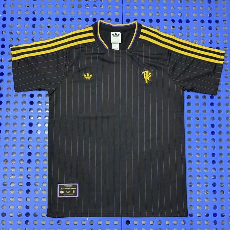 2025-2026 Manchester United Black Pinstripe Football Jersey - Style 3