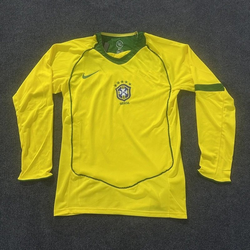 2004 Brazil Home Long Sleeve Jersey - Style 39