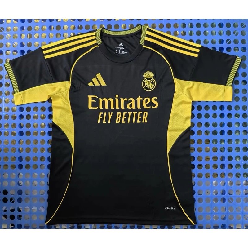 2025-2026 Real Madrid Black and Yellow Special Edition Football Jersey - Style 35
