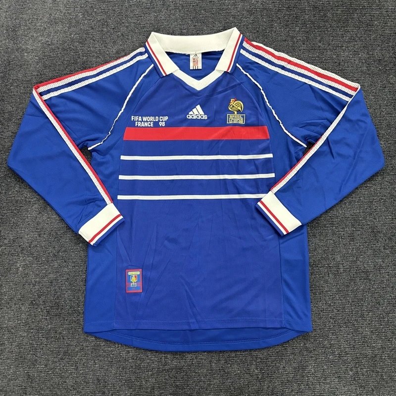 1998 France home long-sleeve football jersey - Style 5