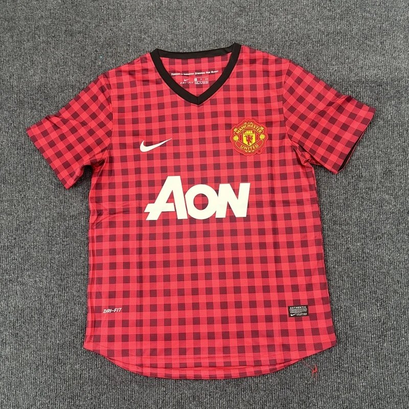 manchester united home red checkered jersey - Style 29