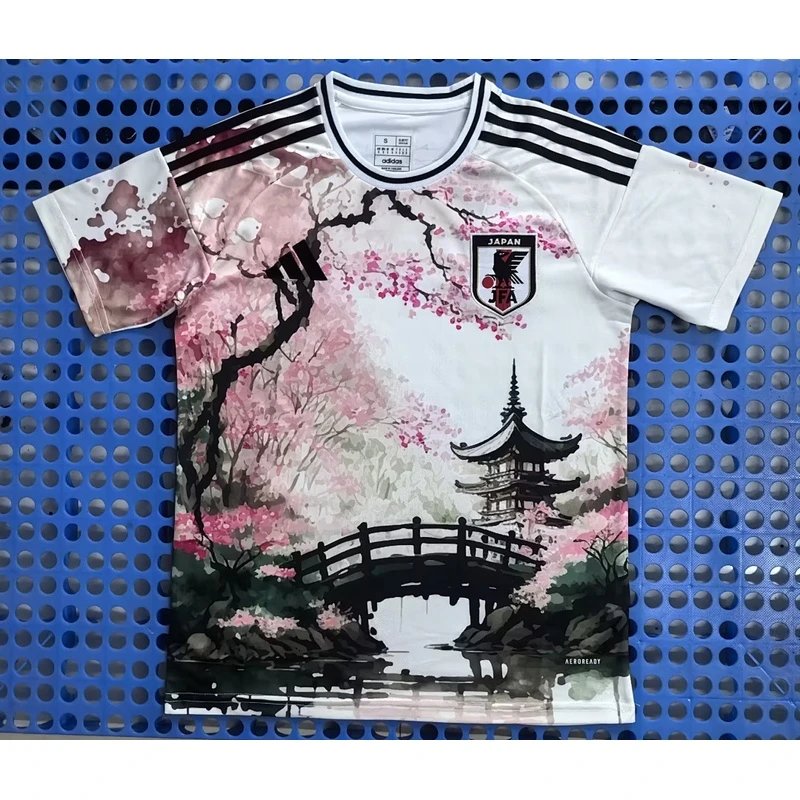 Japan national team cherry blossom themed white football jersey - Style 16