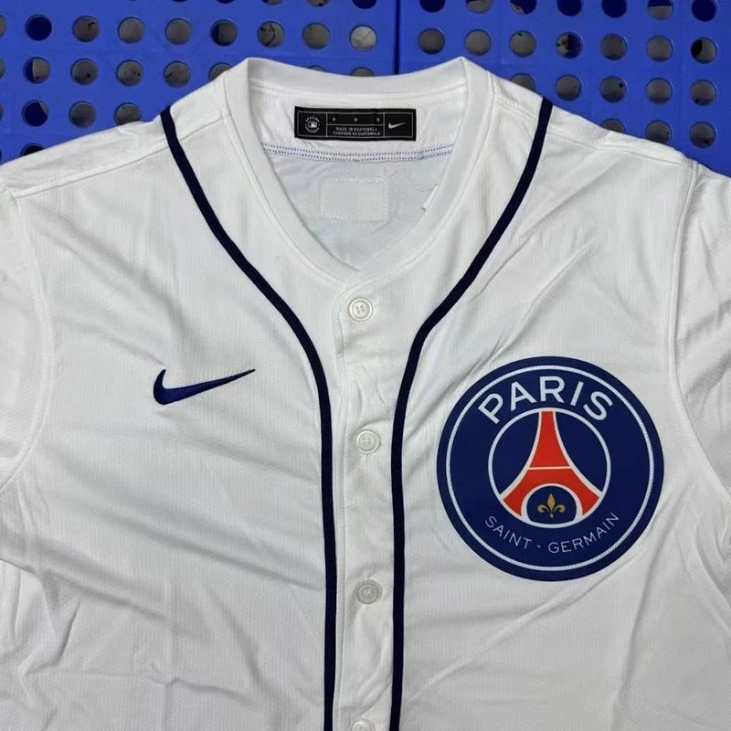 2025-2026 Paris Saint-Germain baseball jersey white - Style 17
