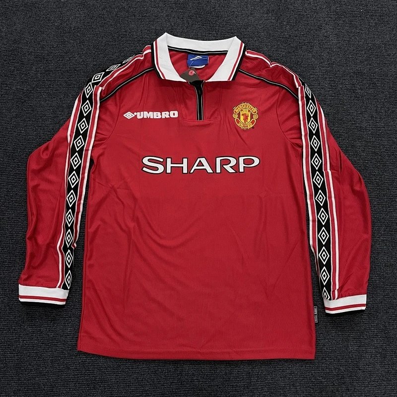 1998-1999 Manchester United home long-sleeve red jersey - Style 20