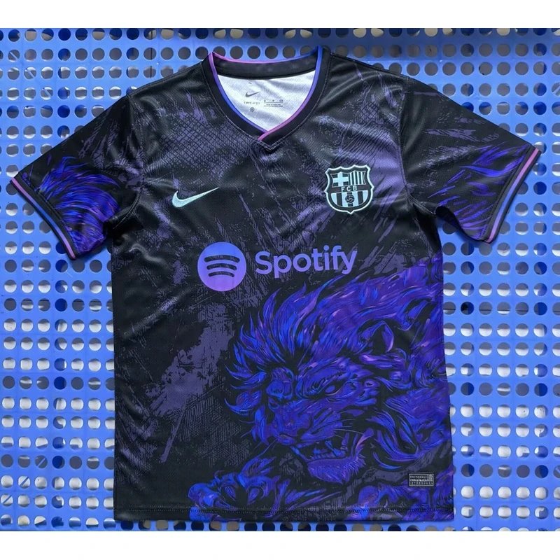 Barcelona Lion Head Black Purple Football Jersey - Style 8