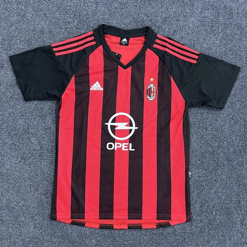AC Milan Home Red and Black Stripe Jersey - Style 2