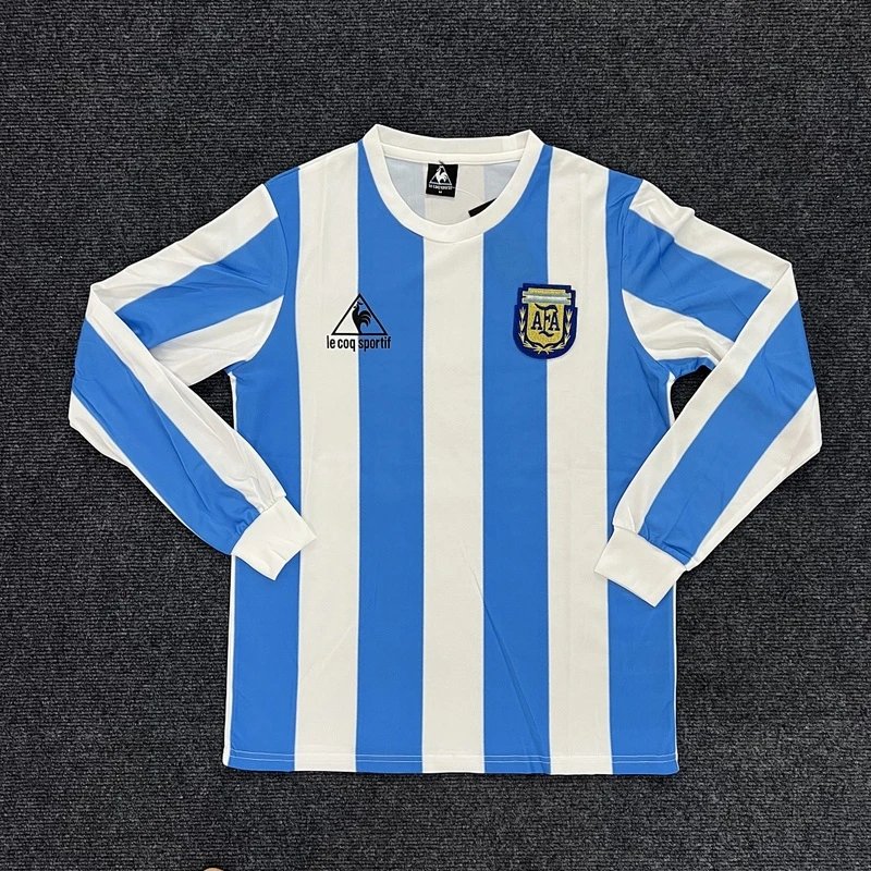 1986 Argentina home long-sleeved jersey - Style 8