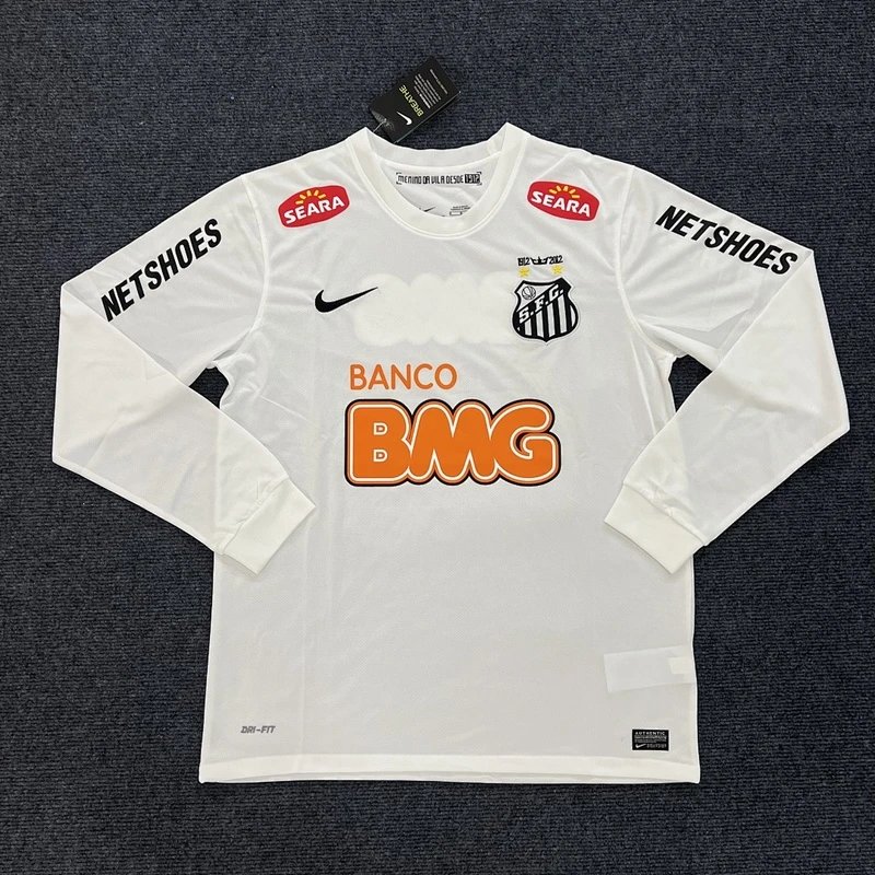 Santos home long-sleeve white football jersey - Style 33