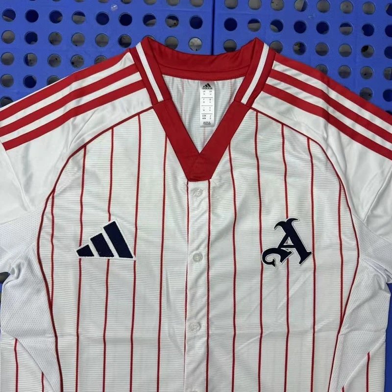 2025-2026 Arsenal football jersey white, red stripes, v-neck, adidas, - Style 25